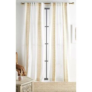 Anthropologie Camilla Embroidered Curtain White Yellow 50x108 NEW $98